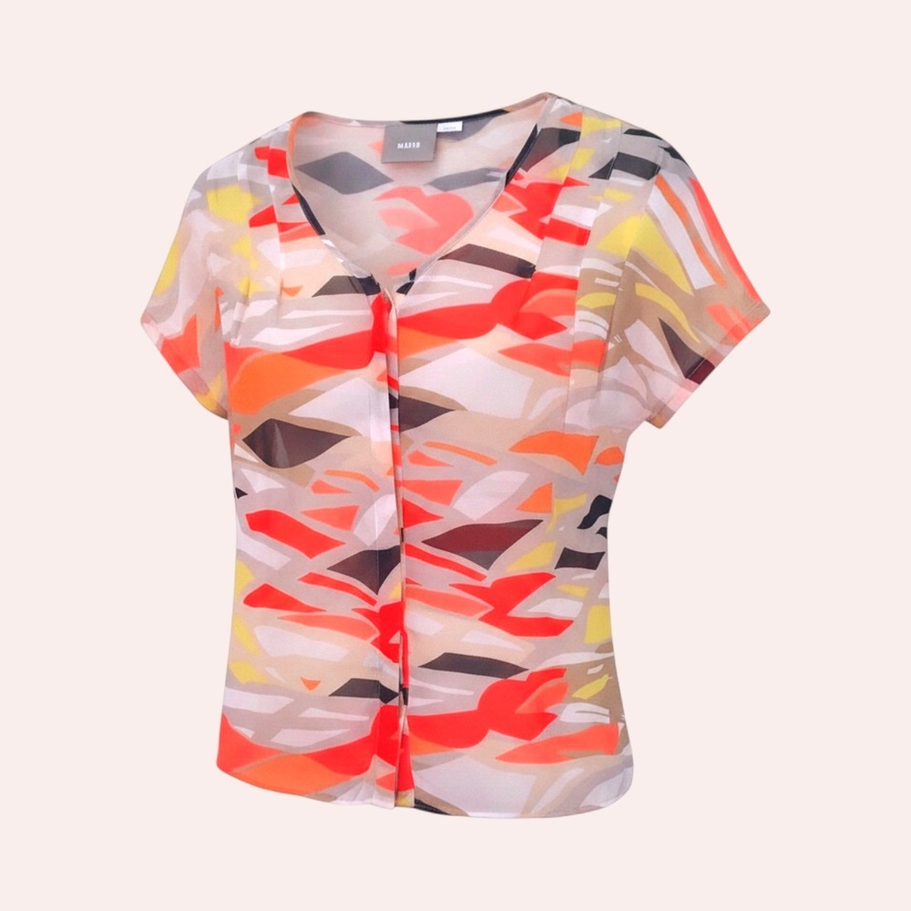 Maeve Anthropologie 100% Silk Abstract Colorful Bohemian Flowy Chic Blouse S